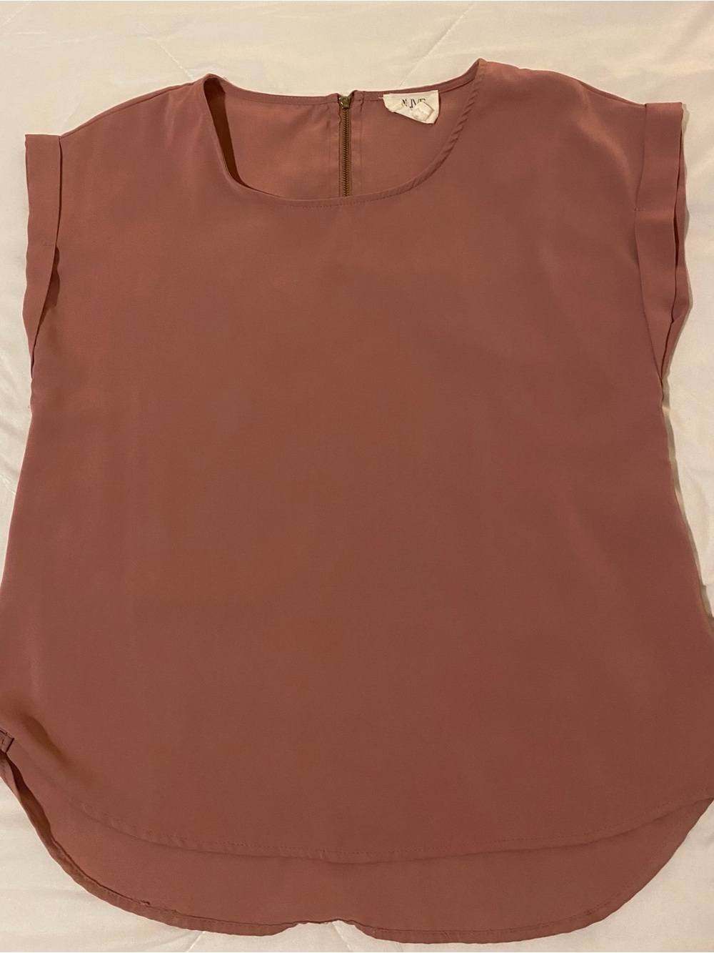 Olive & Oak Dusty Rose Mauve Sleeveless Blouse Top Small Gold Zip